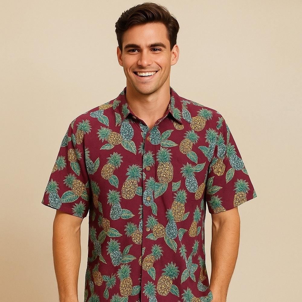 Cooke Street Hawaiian Shirt Purple Pineapple Aloha Tiki Tropical Size 2XL